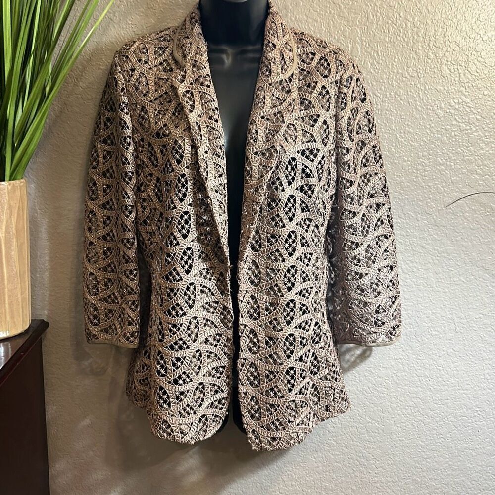 ANTONIO MELANI Beige Crochet Openwork Blazer